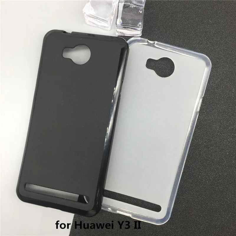 

Soft Silicone Phone Cases for Huawei Y3 II 2 Y3II Lua-L21 Original TPU Back Cover Pudding Case Capa Fundas Black Shell