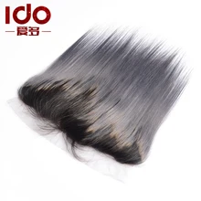 13×4″ Ombre T1b Grey lace frontal closure swiss lace straight dark root gray hair frontal closure ear to ear free shipping