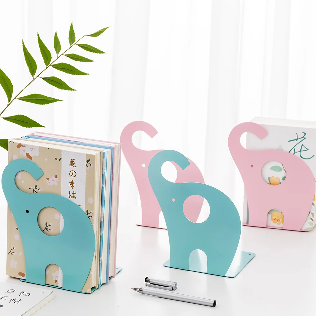 

Metal L Shape Books Stand Simple Elephant Metal Holder Desktop Goods Shelf Bracket Support Stationery