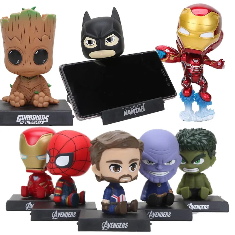 

Super Heros Car Bobble Heads Heroes figure Captain America Spiderman Baby Tree Men Lovely Car Phone Holder