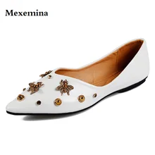 Mexemina женская обувь на плоской подошве с заклепками туфли на низком каблуке с острым носком сезон весна-лето модные пикантные, размеры 35–42