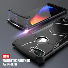 Fashion Panther Superhero Magnetic Frame Metal Case For iPhone 7 Plus 8 Hard Cover Slim Thin Aluminum Shell Heat Dissipation multifunctional heat dissipation 8gpu mining frame case stackable design aluminum acrylic insulation mining frame case
