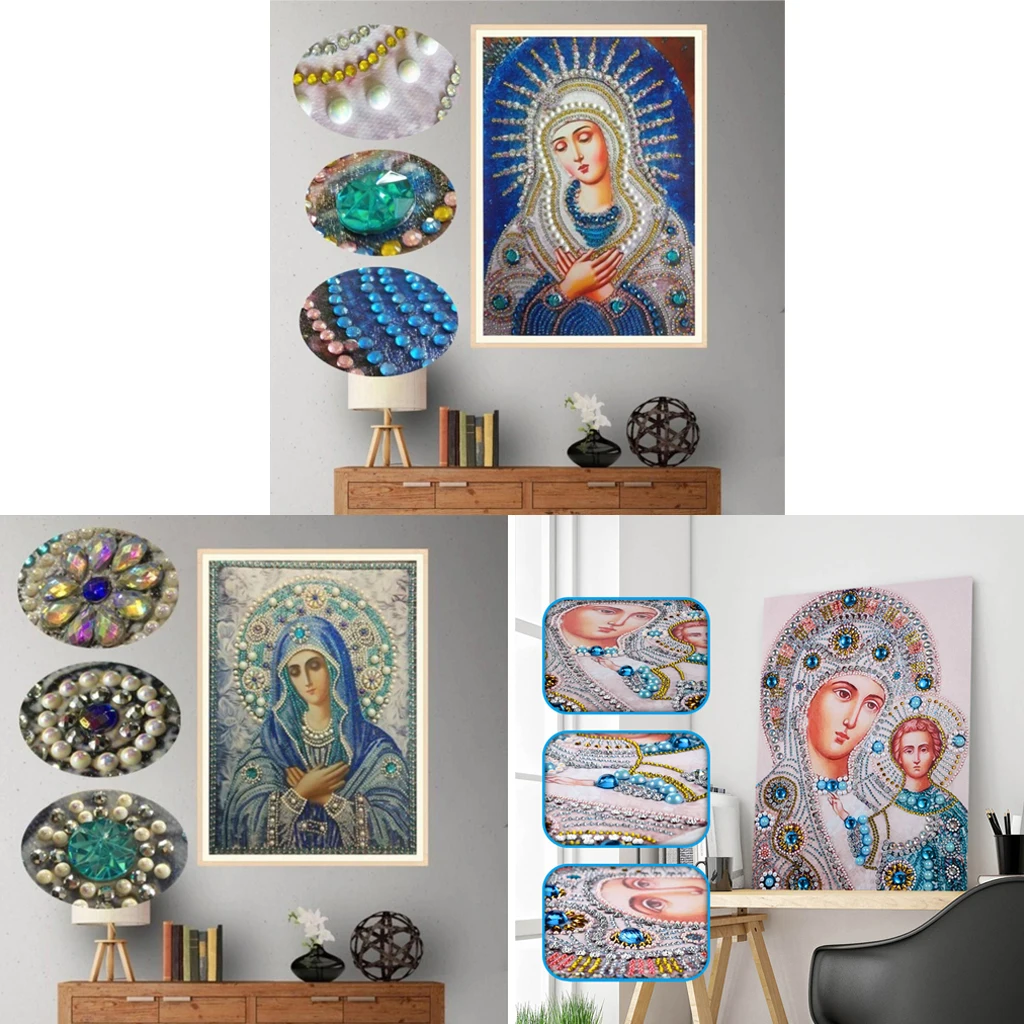 DIY Special Shaped 5D Religion Diamond Painting by Number Kit Partial Drill Rhinestone Embroidery Arts Craft 