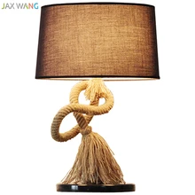 Американский творческий веревку, настольная лампа Ткань абажур огни для Гостиная Спальня прикроватная бар исследование чтение Освещение украшения