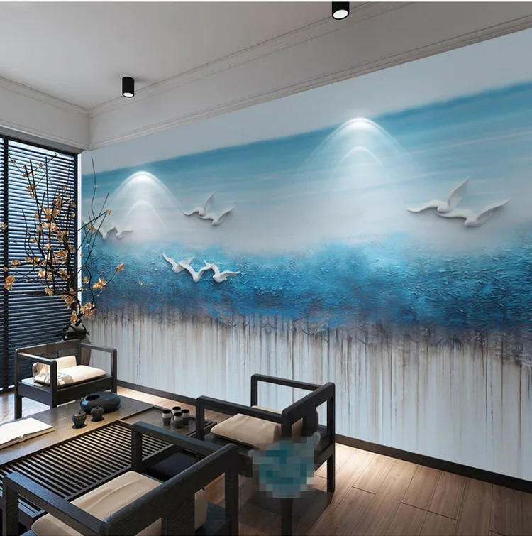 

3D 8D three-dimensional relief mural abstract bird living room TV background wallpaper bedroom sofa custom wall covering