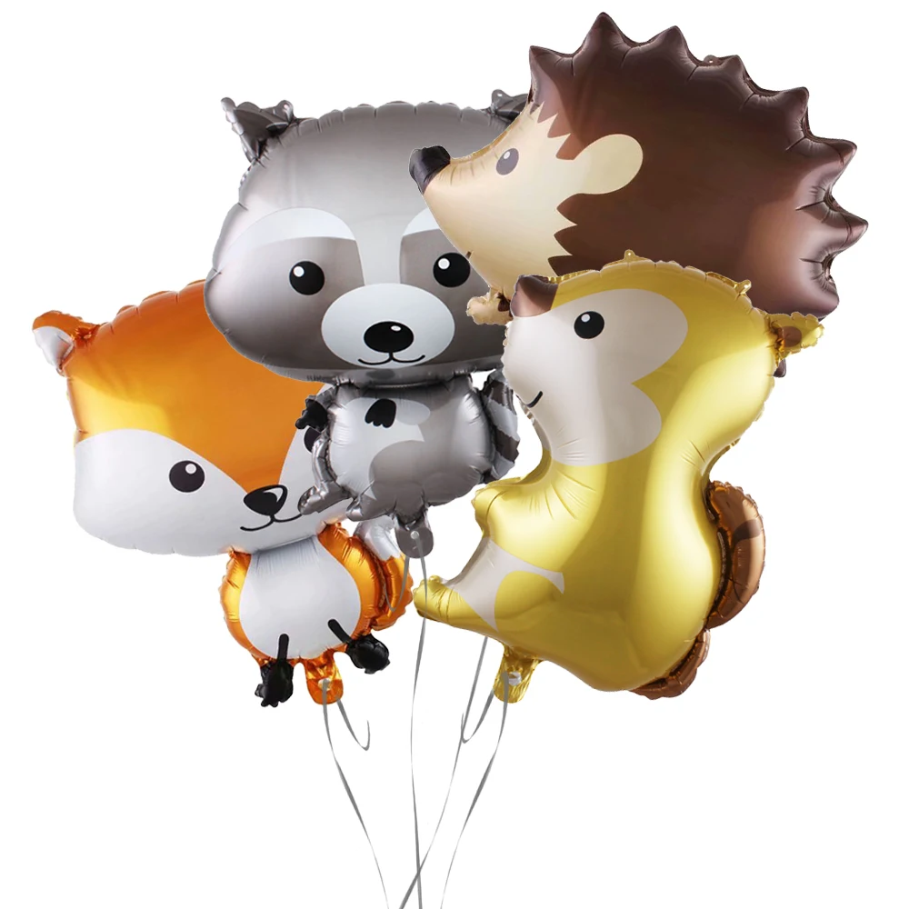 1 Набор больших животных джунгли из енота, лисы фольгированные гелиевые шары мультяшное с Днём рождения вечерние воздушный шар для Бэйби Шауэр украшения детские игрушки