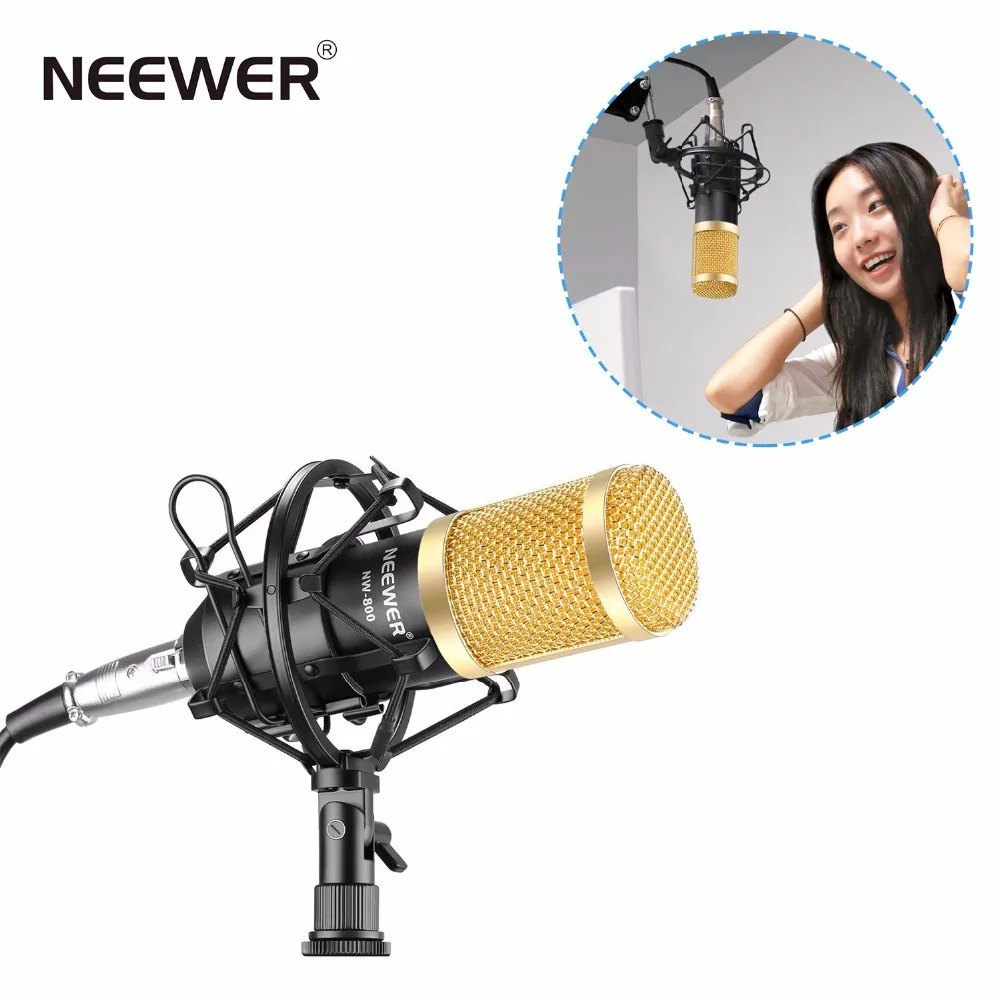 Neewer NW-800 Professional Studio Broadcasting Recording Set Condenser Microphone Ball-type Anti-wind Foam Cap Power Cable Black Neewer NW-800 Professional Studio Broadcasting Recording Set Condenser Microphone Ball-type Anti-wind Foam Cap Power Cable Black