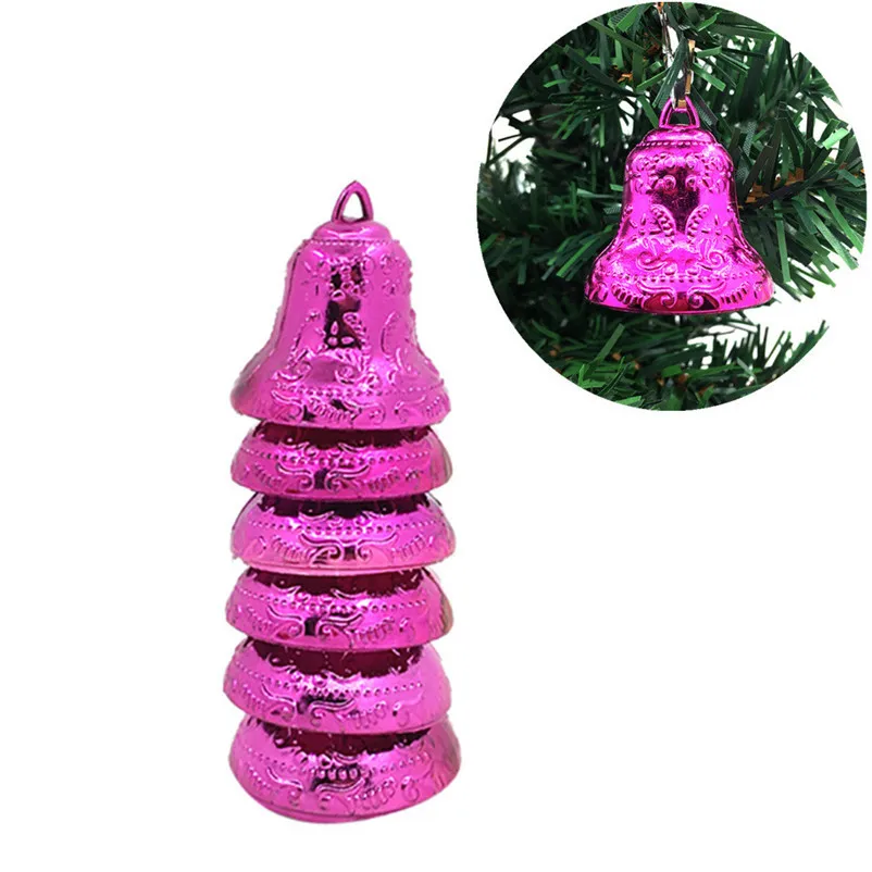 6Pcs Christmas Bell Christmas Tree Ornaments Xmas Decorative Pendant Decor Ornaments christmas bells xmas tree decoration N07 (8)