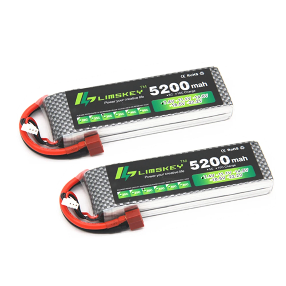 2 шт. Limskey Power 7 4 В 5200 мАч Lipo Battery 30C 2S LiPo 1P Литий-полимерная батарея для RC car | Игрушки и