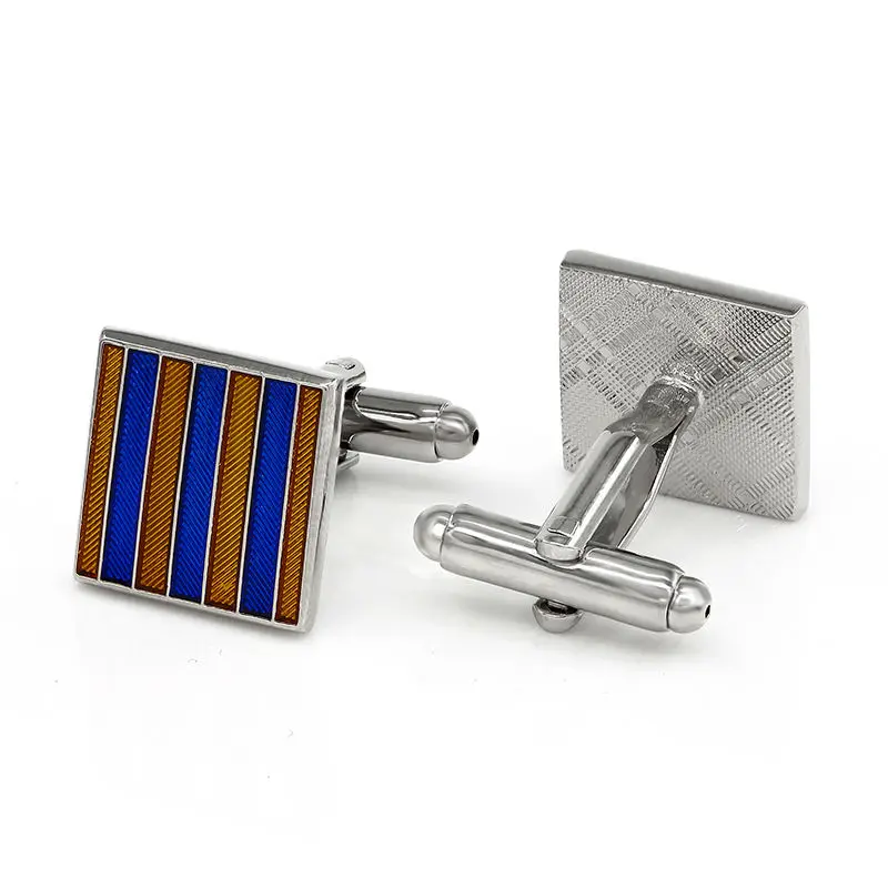 

Blue Yellow Square Enamel Cufflinks Brand Luxury Mens Shirt Cuff Links