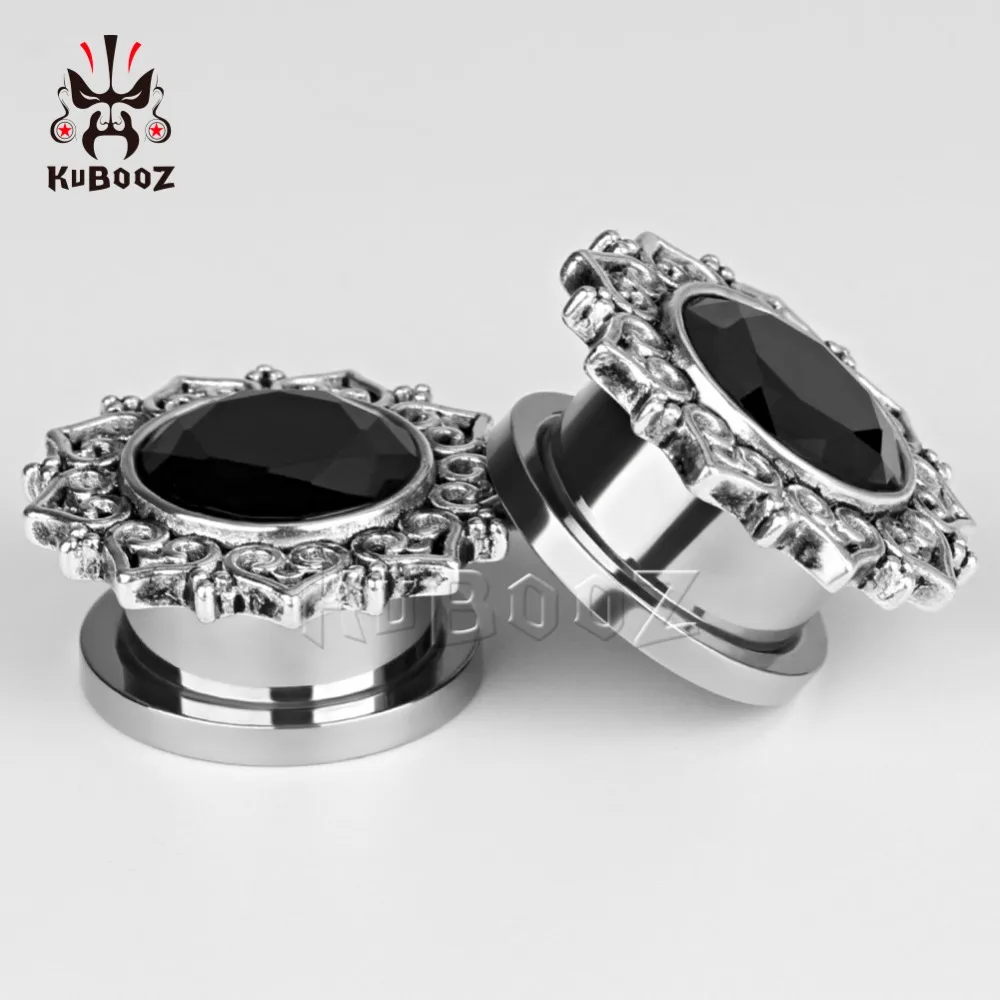KUBOOZ модные из нержавеющей стали циркон винтажные Цветочные затычки для ушей и