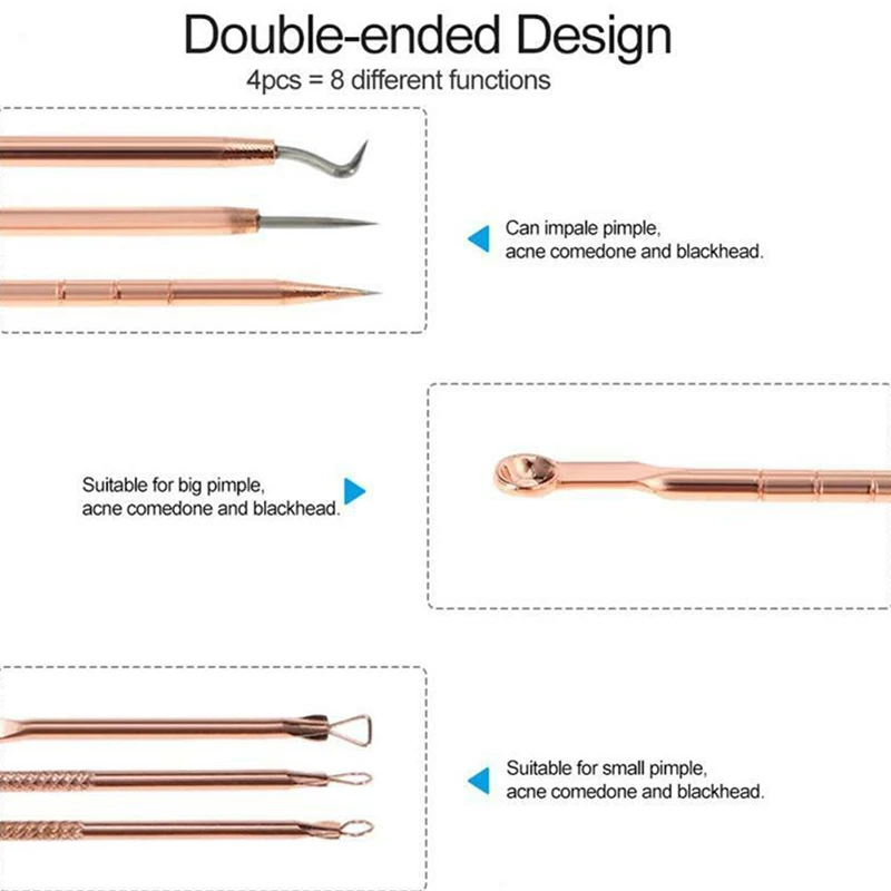 Новинка, набор игл для удаления черных точек, розовое золото, черные точки, очиститель акне, удаление пятен, набор игл для удаления черных пятен, средство для очищения пор