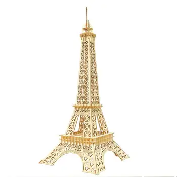 

Wooden Puzzles DIY Assembly Kit Toy Kids Teens Adults World Eiffel Tower Famous Buildings Mechanical 3D Models Self-Assembly