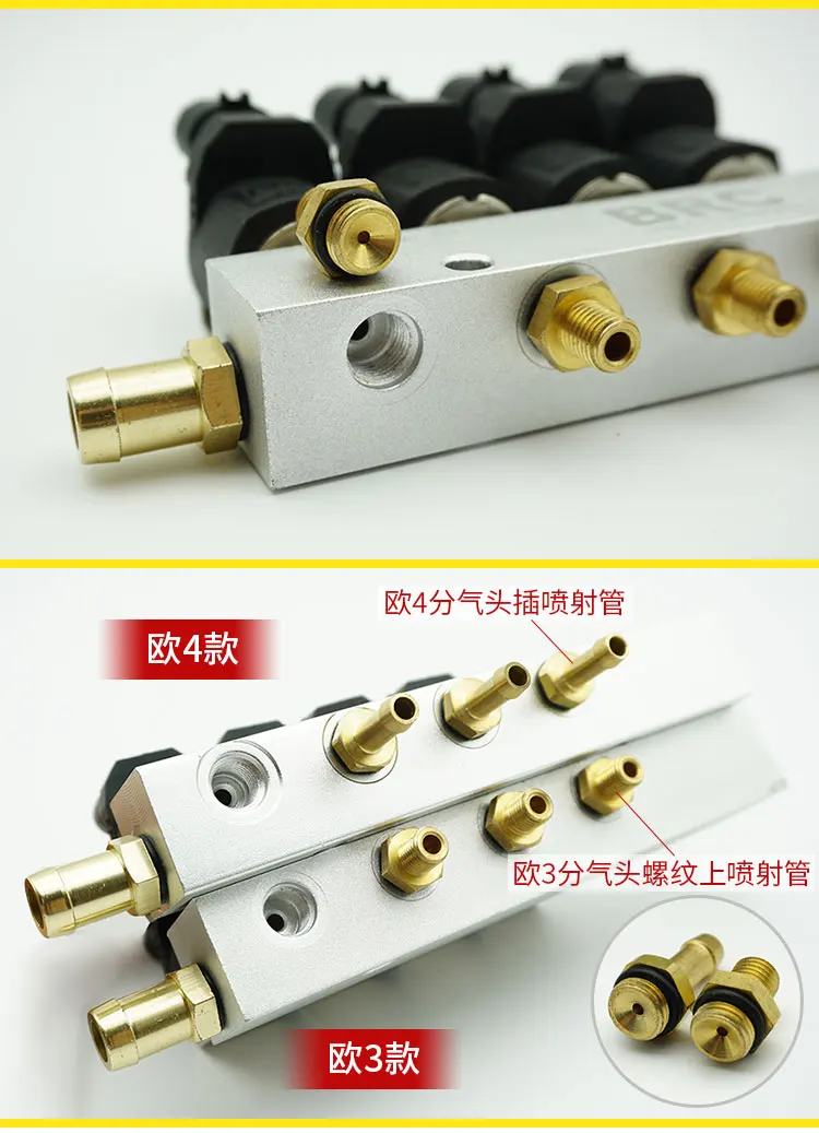 LPG CNG kits for Taxi BRC replacement Injection rail air nozzle 3/4Ohms CNG car natural gas modified Injection rail