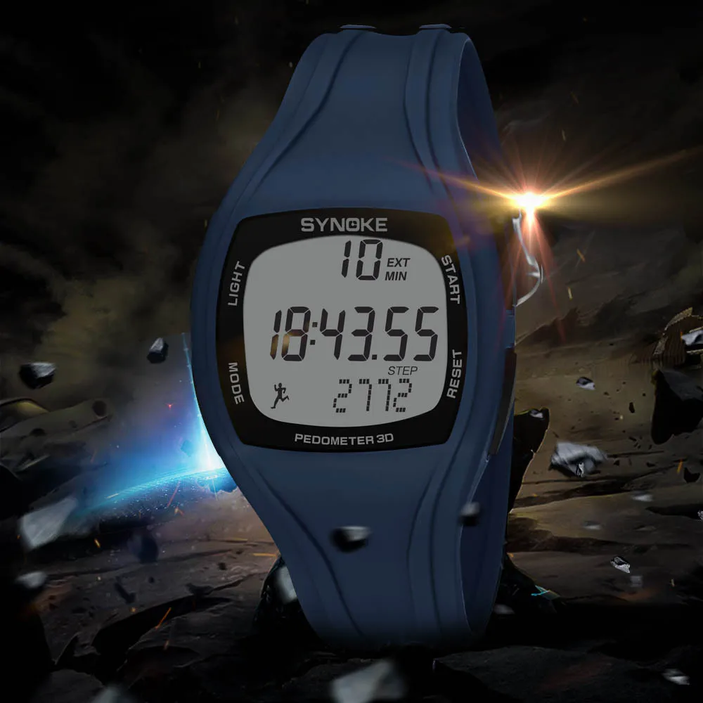الرجال ساعة رياضية سيليكون مربط الساعة السعرات الحرارية مقياس الخطو الثانية توقيت في الهواء الطلق الساعات 50 الوقت المزدوج للماء المعصم
