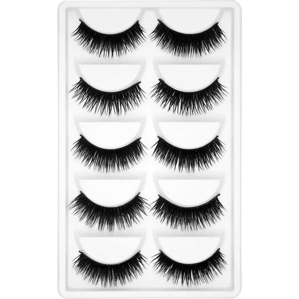 Kimcci 5 Pairs 6 Style Mink Lashes 3D Mink Eyelash Handmade Reusable Natural Faux Eyelashes Cruelty free False Lashes Cilia