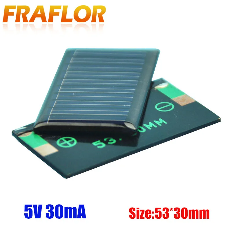 5PCS/lot 5V 30mA 53X30mm Micro Mini Small Power Solar Cells Panel For