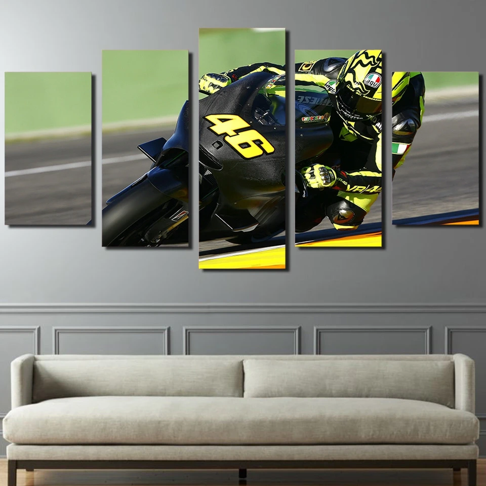 

Canvas HD Prints Pictures Modular Home Decor 5 Pieces Motorcycle Racing Painting Framework Race Moto Poster Living Room Wall Art