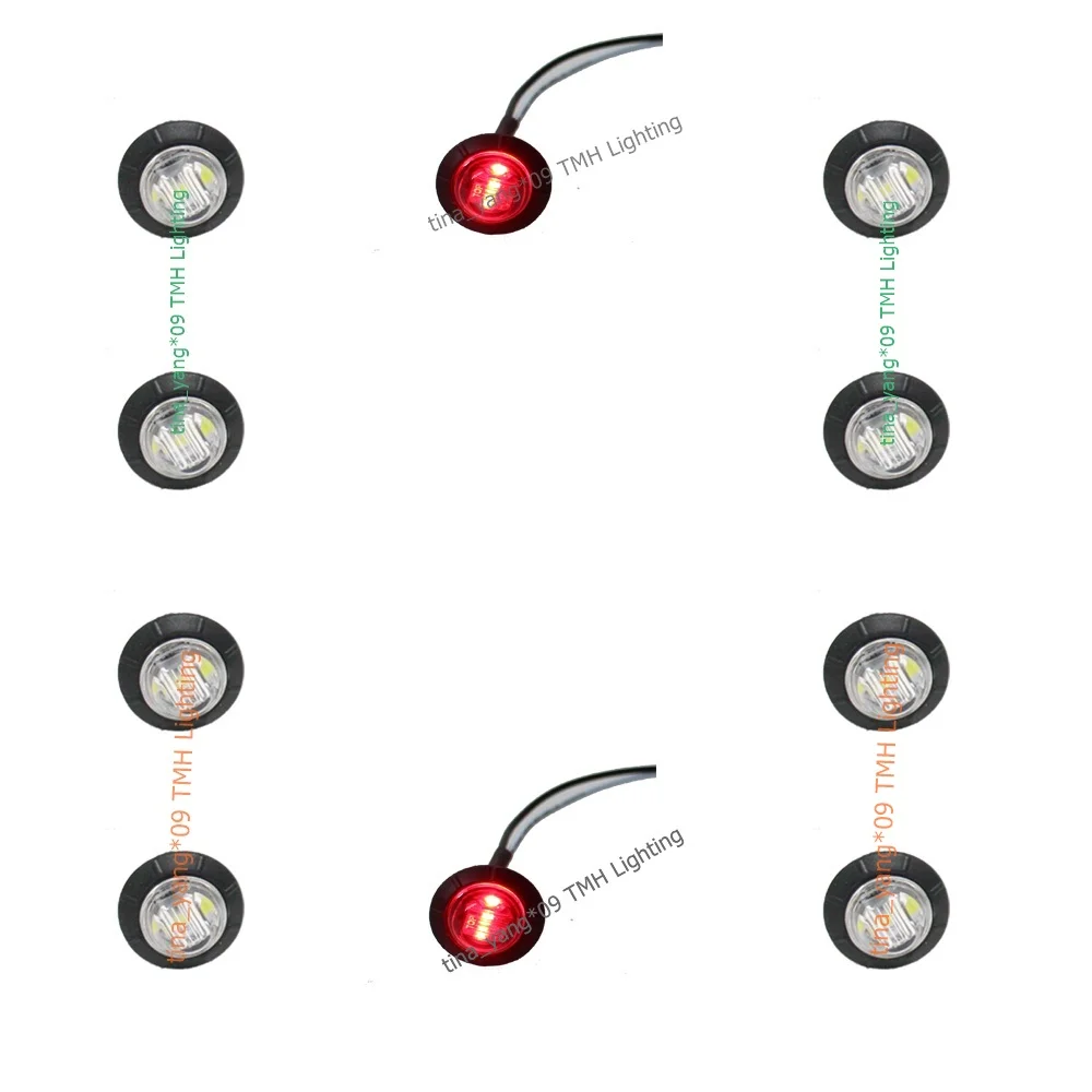 10X Mini 12V DC Amber 3//4/" Round Side 3 LED Marker Trailer Bullet License Light