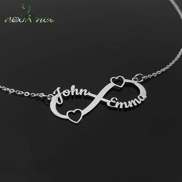 Personalized Pendant Name Necklace Infinity Women Men Gold Stainless Steel  Chain Custom Couple Nameplate with Heart Jewelry Gift