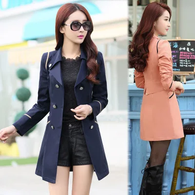 Тренч, специальное предложение, двубортное Женское пальто, Женская ветровка, длинный размер, подходит ко всему, корейское женское тонкое пальто 1007
