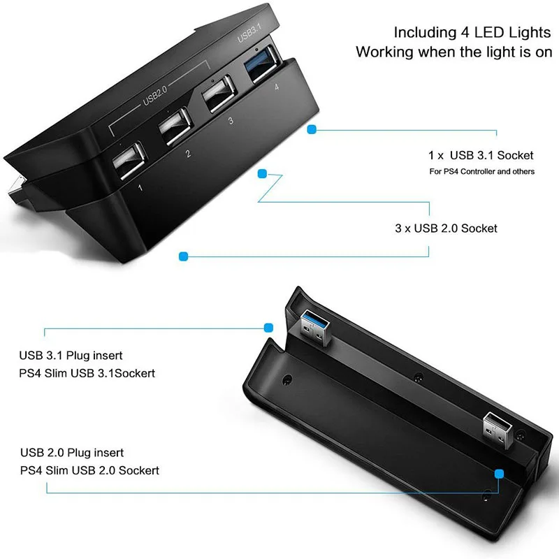 4 USB порта концентратор для PS4 тонкий 3 1 2 0 Супер скорость передачи зарядное