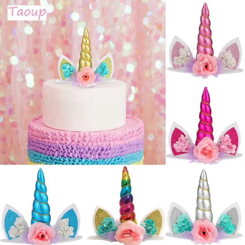 Taoup 1pc Cute Unicorn Headband Birthday Party Decors Kids Unicorn Party Favors Baby Shower Girls Unicornio Birthday Decor Balon