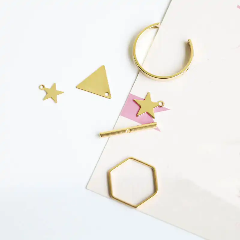 10Pcs Gold Geometric Triangle Shape Connectors Charms Fit DIY Necklace Bracelet
