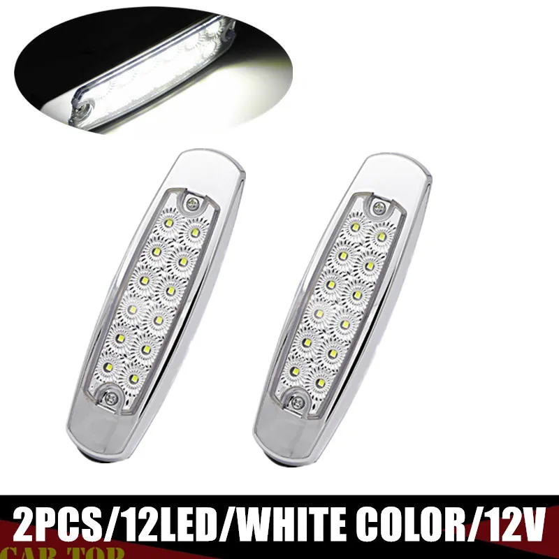 

2PCS/Set Lights Trucks 6.15" White Clear Lens Side Marker Clearance Light 12LED Truck Side Marker Light