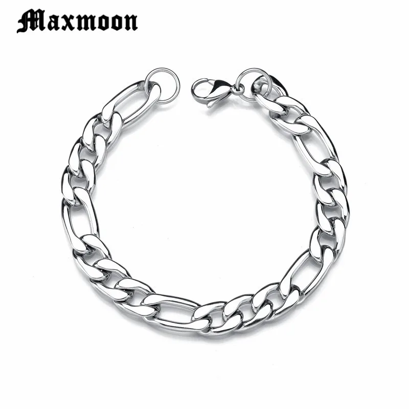 Maxmoon браслеты для мужчин и женщин 3/5/7/9/11 мм Серебряный цвет нержавеющая сталь