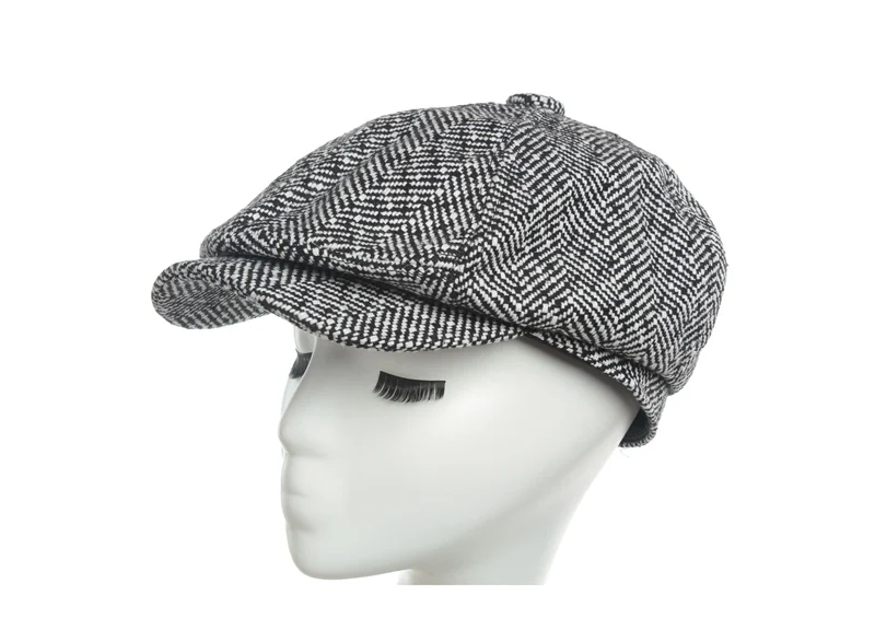 Кепка Newsboy, черная, белая, восьмиугольная кепка, осенняя, зимняя, унисекс, уличная, морозостойкая, шапки, шапки для мужчин, Sombreros para hombres - Цвет: Серый