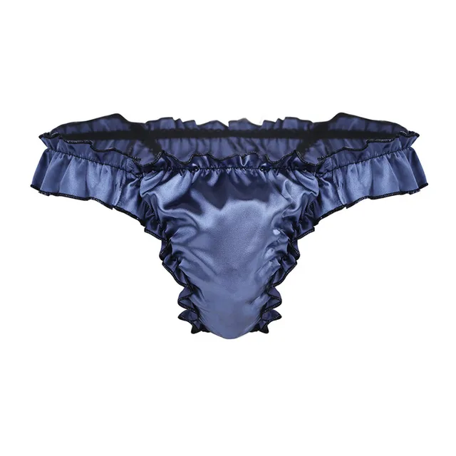 Hot Sexy Mens Satin Underwear T Back Sissy Panties Grid Thong Seamless Enhance Pouch GayBikini Briefs Pants Mens Underwear -