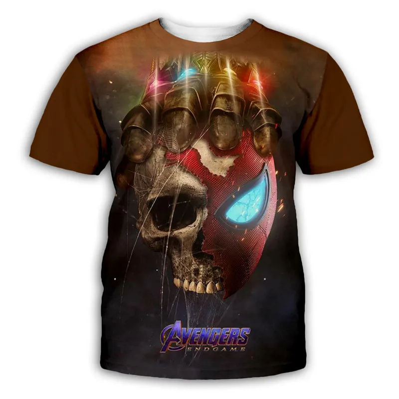 

Mens Skull Captain America tShirt Marvel Avengers Endgame 3D Print T-shirts iron man tee War Thanos Fitness women casual Tops