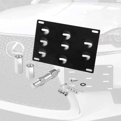 Free Shipping 1 Set Front Bumper Tow Hook License Plate Mounting