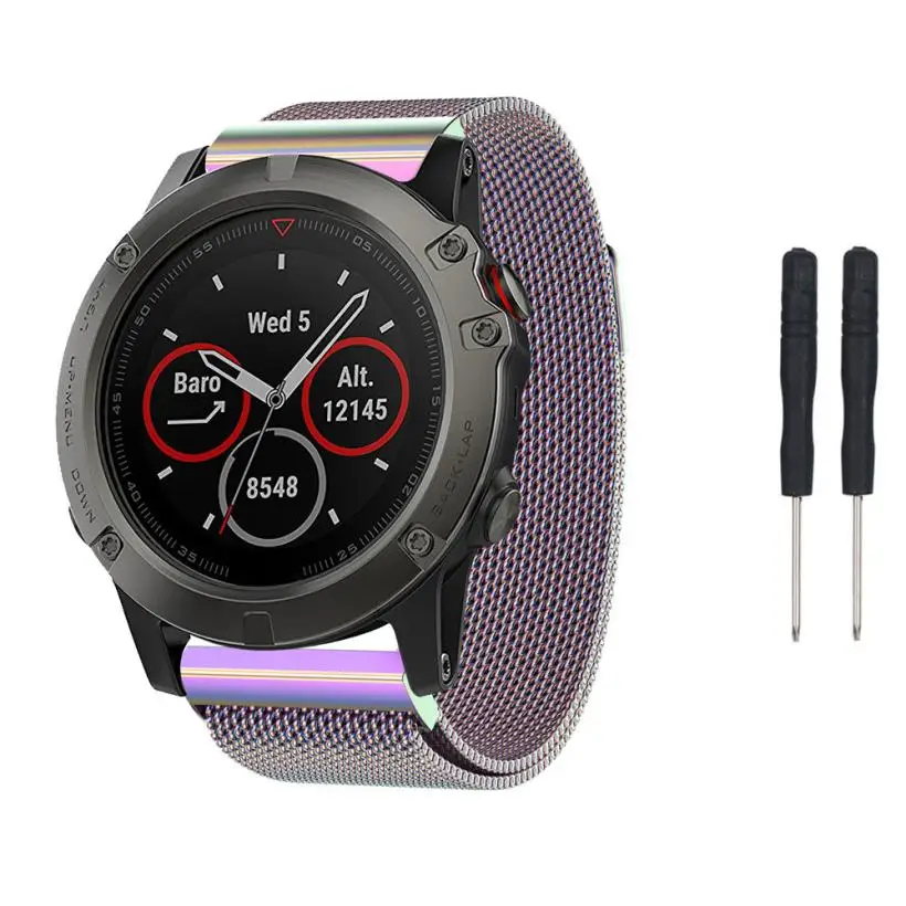 

HIPERDEAL Smart Accessories wrist strap For Garmin Fenix 5X GPS Watch new Milanese Magnetic Loop Stainless Steel Band d13