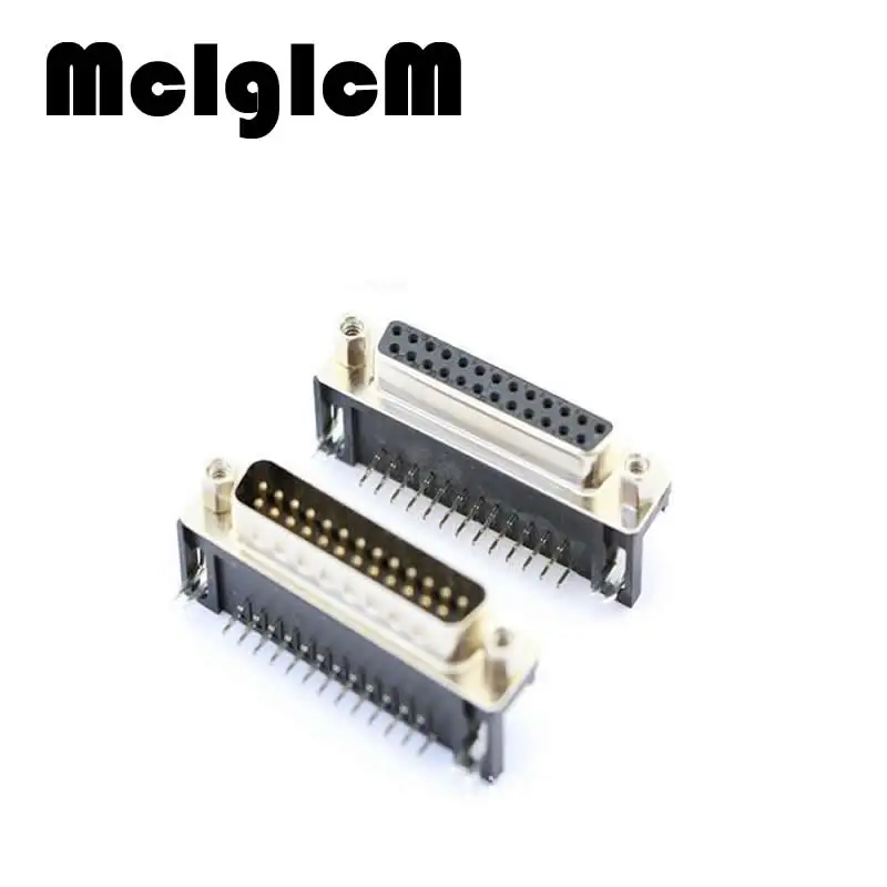 

5Pcs/LOT DR25 pin Male/Female Bending Pin 90DEG connector Weld plate / Flap type DR25 serial port DB25M adapter