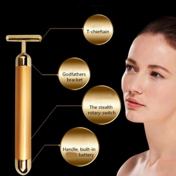 

OEM Slimming Face Gold Vibration Facial Beauty Roller Massager Stick Lift Skin Tightening Wrinkle Stick Bar Face Skin Care Tool