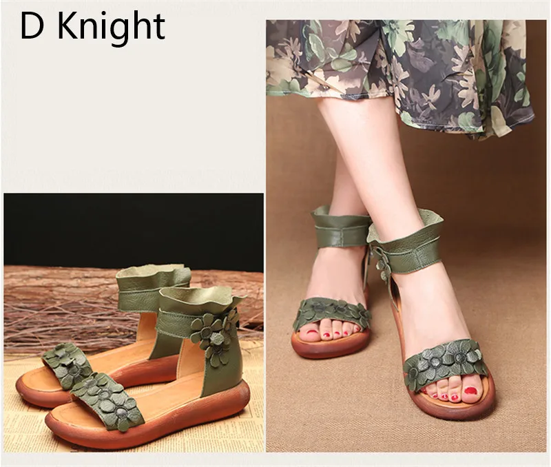 Plus Size Summer Women Sandals Vintage Flower Casual Wedges Heel Platform Shoes Roman Ankle Strap Cow Leather Sandal Women Shoes (19)