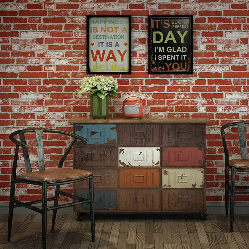 Aliexpresscom Buy HaokHome Modern Faux Brick Wallpaper Rust Red