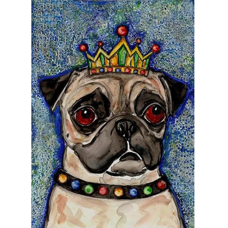 5D Diy круглая Алмазная картина &quotKing Pugly&quot вышивка крестиком полностью квадратная