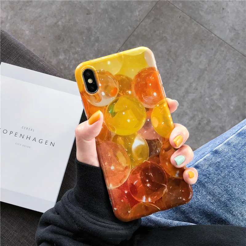 

Cute Fantasy bubbles Phone Case For iPhone 8 7 6 6s Plus For iPhone X XR XS Max Oil painting soft silicon Case cover Coque