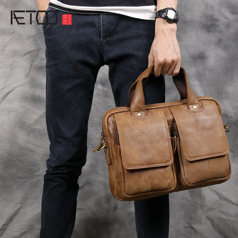 AETOO font b Men b font s first layer of font b leather b font cowhide