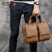 AETOO font b Men b font s first layer of font b leather b font cowhide