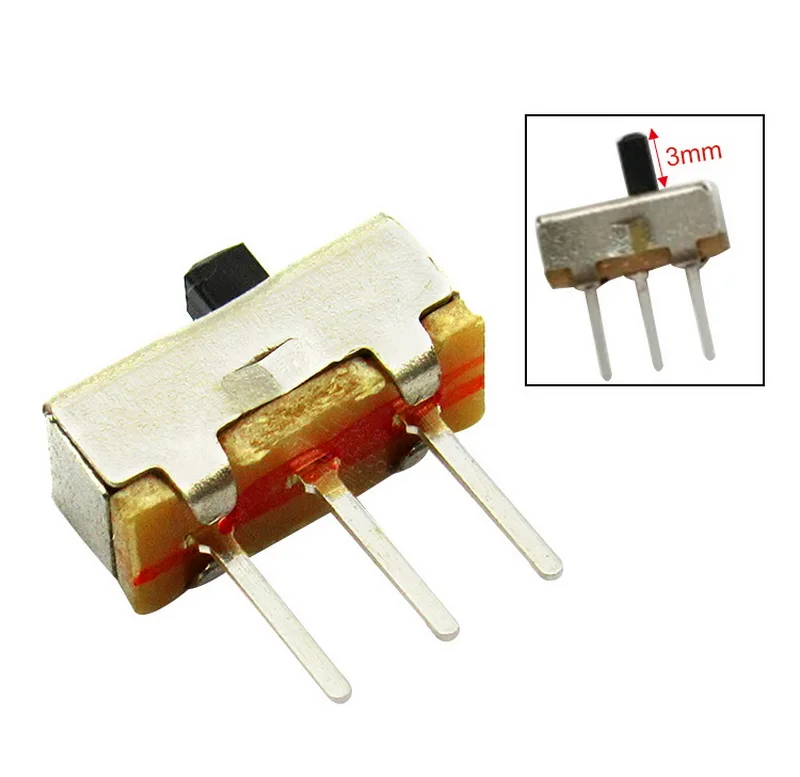 50 шт. 3 мм 4 высокая ручка 2 положения 1P2T SPDT Pin PCB панель игрушки Мини Вертикальный