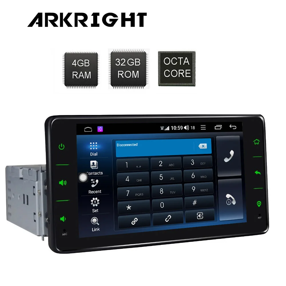 Perfect New 6.2" 1Din 4+32GB Android 8.1 Car Radio Audio Stereo Support 4G LTE SIM Network/DSP Octa Core GPS Carplay Multimedia Player 4