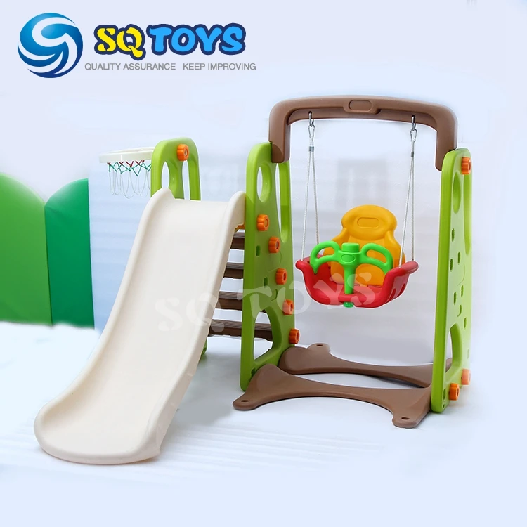 Wholesale 5 Sets Hot Sale Indoor Colorfull Plastic Slide Swing & Basket