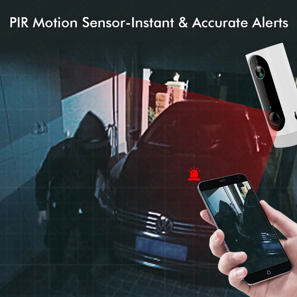 SDETER Battery 100% Wire-Free Wireless IP Camera Wifi 720P Indoor Baby Monitor Security Camera Video Monitoring Two Way Audio