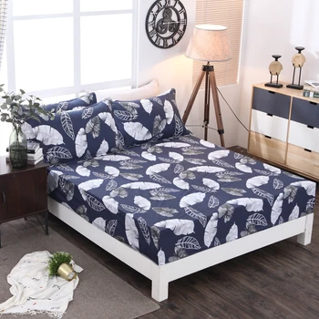 

Fitted Sheet 100% cotton Mattress Cover Four Corners With Elastic Band Bed Sheet Polychromatic optional Free shipping