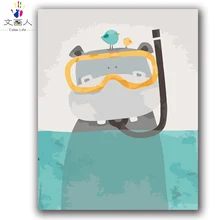 Diy холст живопись по номерам морские животные картины с комплектами на холсте для детей живопись для детской комнаты Настенные Украшения