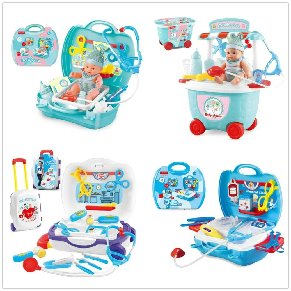 

Kids Doctor Set Stethoscope Medical Kit Suitcase Medicine Accessories Pretend Play Doctor Games Toys for Children Girls 3 years